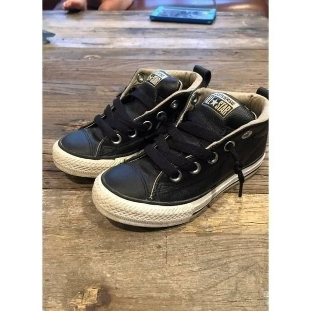 Converse Boy‎ Black Leather shoes 11.5